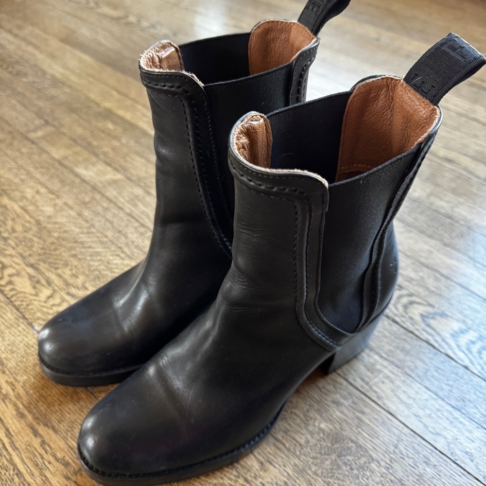 Frye Black Chelsea Ankle Boots with Elastic Panels